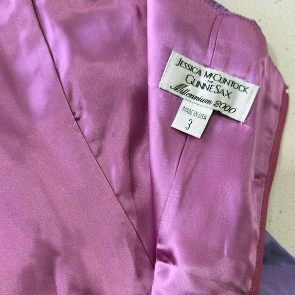Jessica McClintock Gunne Sax Millennium 2000 Purple Strapless Gown Dress Sz 3 - Picture 7 of 8
